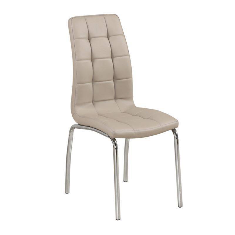 MELVA Καρέκλα Τραπεζαρίας Κουζίνας, Μέταλλο Χρώμιο, PU Cappuccino Ε-00019190 ΕΜ942,3