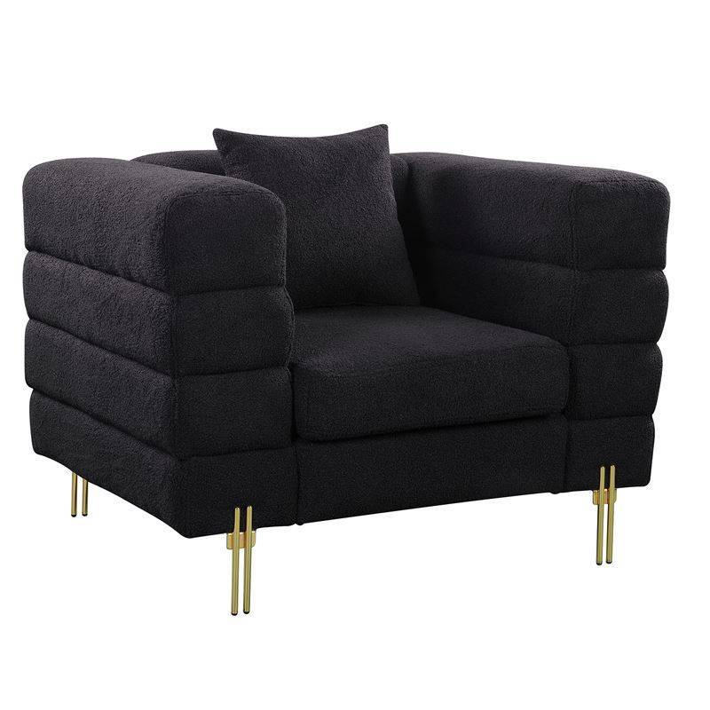 MORRIS Πολυθρόνα Σαλονιού - Καθιστικού, Ύφασμα Teddy Μαύρο Ε-00024533 Ε9600,12