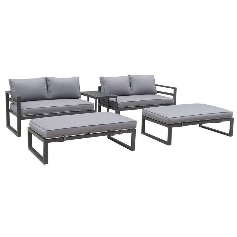 ORBEA Set Καθιστικό Κήπου ALU Ανθρακί, Καναπές 4Θ+2 Πάγκοι+ Τραπέζι, Μαξιλάρι Γκρι Σκούρο Ε-00024692 Ε6840,1