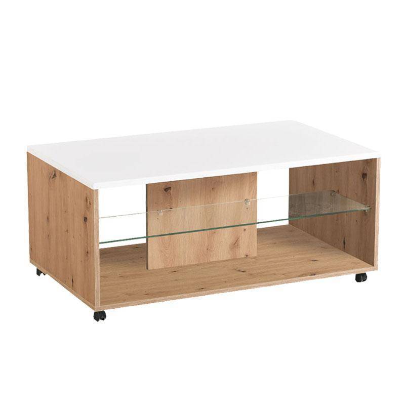 ΤΡΑΠΕΖΑΚΙ ΣΑΛΟΝΙΟΥ BERT ARTISAN OAK-ΛΕΥΚΗ ΛΑΚΑ 101*60*45