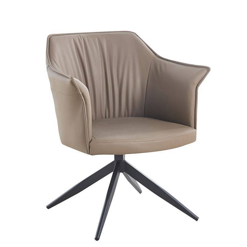 EVELYN Πολυθρόνα Περιστρεφόμενη, Μέταλλο Βαφή Μαύρο, Pu Cappuccino Ε-00025094 ΕΜ718,1