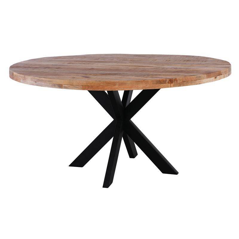 SAGAR Τραπέζι Τραπεζαρίας, Μέταλλο Βαφή Μαύρο, Ξύλο Mango Φυσικό Ε-00024525 ΕΑ7055