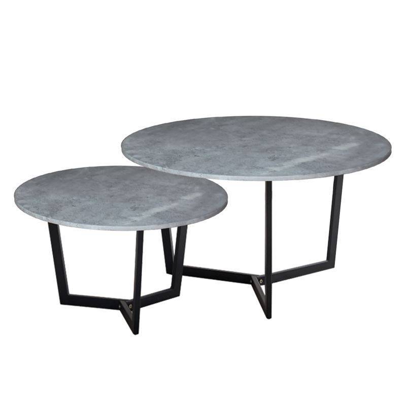 TEDDY Set-2 Τραπεζάκια Σαλονιού-Καθιστικού, Μέταλλο Μαύρο, Απόχρωση Cement Ε-00024941 ΕΜ9604,S2