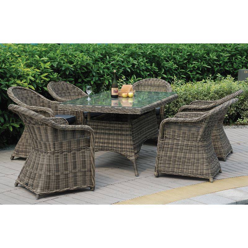 MONTANA Set Τραπεζαρία Κήπου:6 Πολυθρόνες+Τραπέζι, Αλουμίνιο- Wicker Grey Brown με Μαξιλάρια Ε-00024669 Ε655,2S