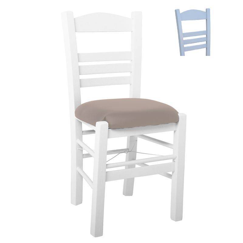 ΣΙΦΝΟΣ Καρέκλα Οξιά Βαφή Εμποτισμού Λάκα Γκρι, Κάθισμα Pu Cappuccino Ρ-00024862 Ρ969,Ε10Τ1