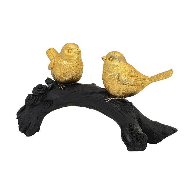 ΕΠΙΤΡΑΠΕΖΙΟ ΔΙΑΚΟΣΜΗΤΙΚΟ POLYRESIN Fylliana Πουλιά σε κλαδί ΜΑΥΡΟ-ΧΡΥΣΟ ΧΡΩΜΑ 28x10x15εκ
