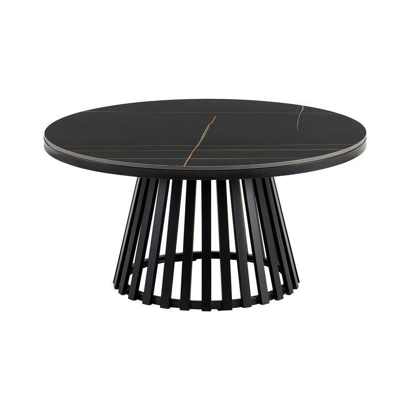 ΣΤΡΟΓΓΥΛΟ ΤΡΑΠΕΖΑΚΙ ΣΑΛΟΝΙΟΥ Fylliana FL03 ΜΕ ΚΕΡΑΜΙΚΗ ΕΠΙΦΑΝΕΙΑ ΚΑΙ ΜΕΤΑΛΛΙΚΗ ΒΑΣΗ ΣΕ ΜΑΥΡΟ ΜΑΤ ΧΡΩΜΑ 90x45εκ