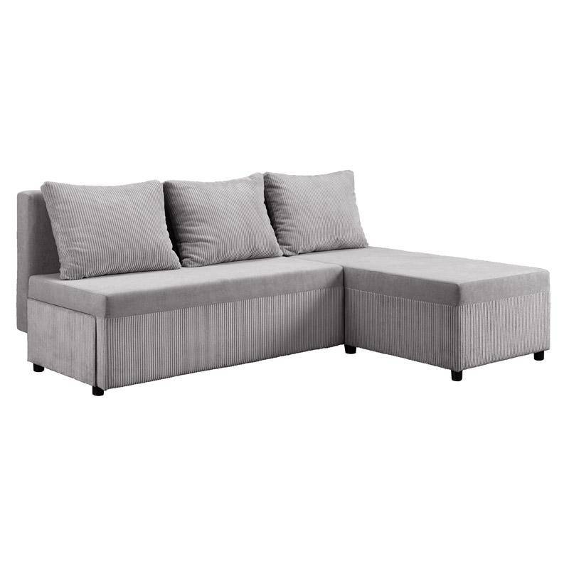 ΓΩΝΙΑΚΟΣ ΚΑΝΑΠΕΣ LUELLA ΓΚΡΙ ΧΡΩΜΑ 202x152x80εκ