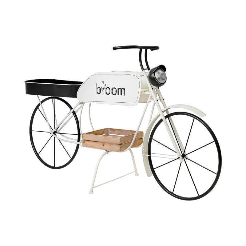 ΜΕΤΑΛΛΙΚΟ ΔΙΑΚΟΣΜΗΤΙΚΟ RETRO ΜΟΤΟΣΥΚΛΕΤΑ Fylliana Bloom ΛΕΥΚΟ-ΜΑΥΡΟ ΧΡΩΜΑ 188x57x103εκ