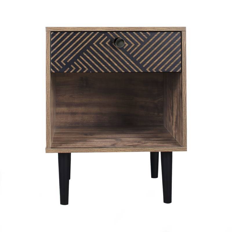 ΚΟΜΟΔΙΝΟ Fylliana Home ΜΑΥΡΟ ΜΕ GREY OAK 40x39.5x55εκ