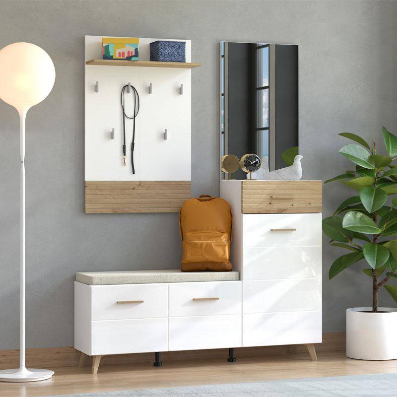 ΕΠΙΠΛΟ ΧΟΛ ΜΕ ΚΑΘΡΕΦΤΗ SEIN ARTISAN-WHITE HIGH GLOSS FOIL 141x35,5x189,5εκ