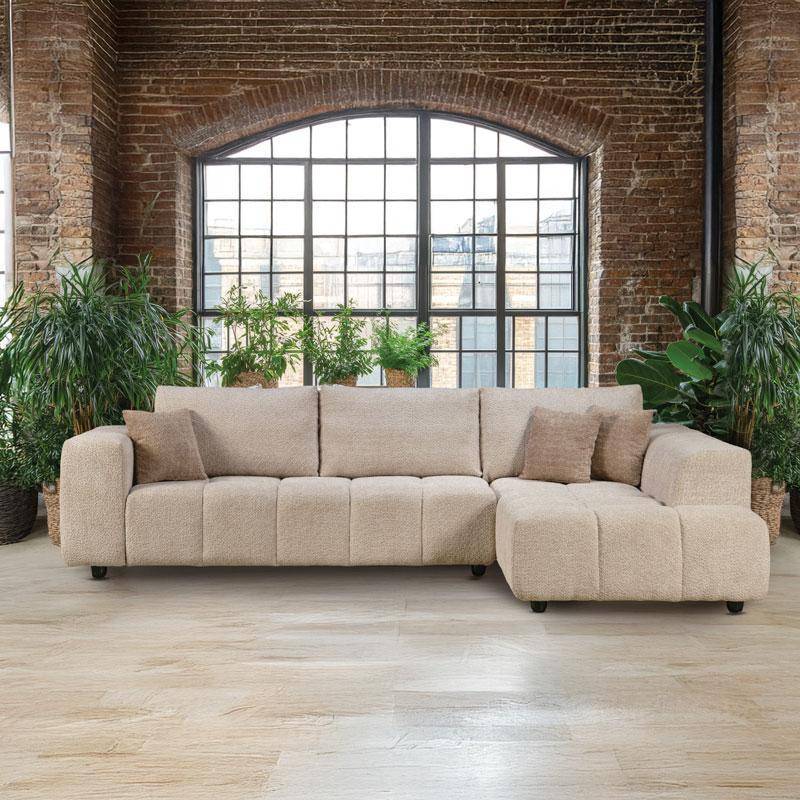 ΚΑΝΑΠΕΣ ΔΕΞΙΑ ΓΩΝΙΑ Fylliana Orion ΜΠΕΖ ΧΡΩΜΑ 300x200x70εκ