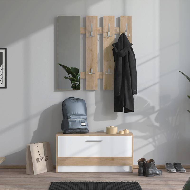 ΣΤΑΝΤ ΓΙΑ ΧΟΛ RIMINI ARTISAN OAK-ΛΕΥΚΟ 91,5x28x202εκ