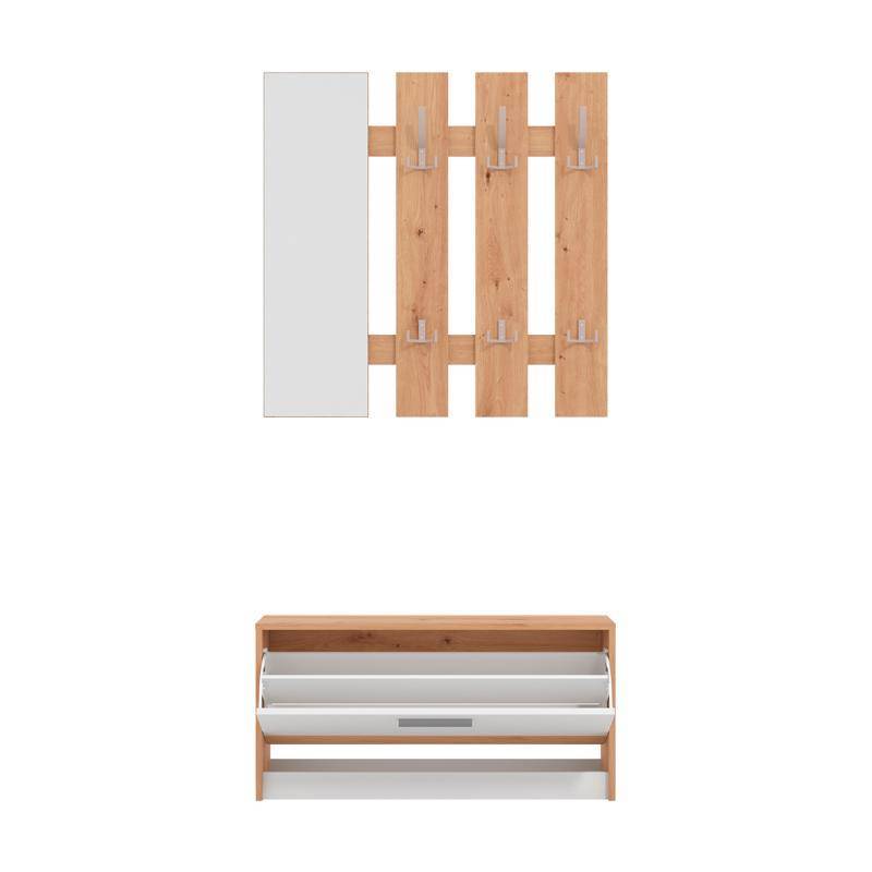 ΣΤΑΝΤ ΓΙΑ ΧΟΛ RIMINI ARTISAN OAK-ΛΕΥΚΟ 91,5x28x202εκ