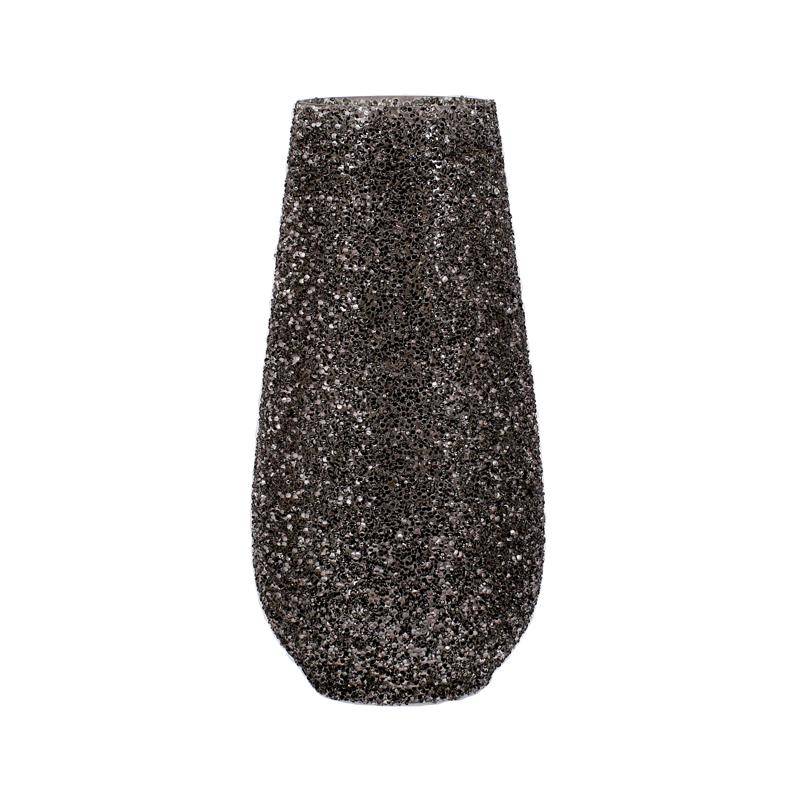 ΓΥΑΛΙΝΟ ΕΠΙΤΡΑΠΕΖΙΟ ΒΑΖΟ Fylliana Mosaic ΓΚΡΙ ΧΡΩΜΑ 18x36εκ