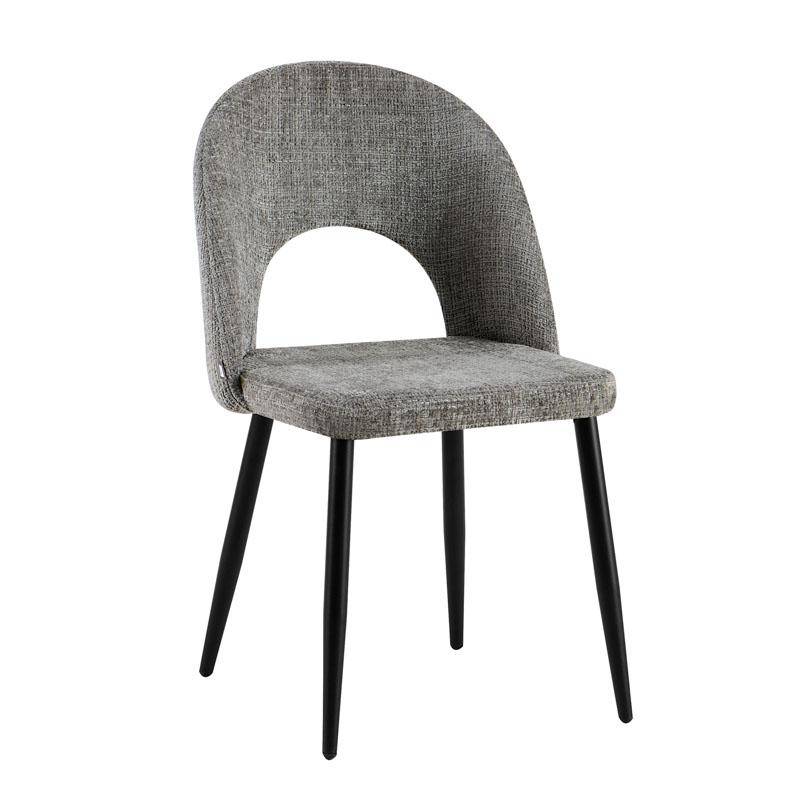 ΚΑΡΕΚΛΑ ΤΡΑΠΕΖΑΡΙΑΣ Fylliana FL2315 ΣΚΟΥΡΟ ΓΚΡΙ ΧΡΩΜΑ ΥΦΑΣΜΑΤΟΣ ΜΕ ΜΕΤΑΛΛΙΚΟ ΣΚΕΛΕΤΟ 57x49x84εκ