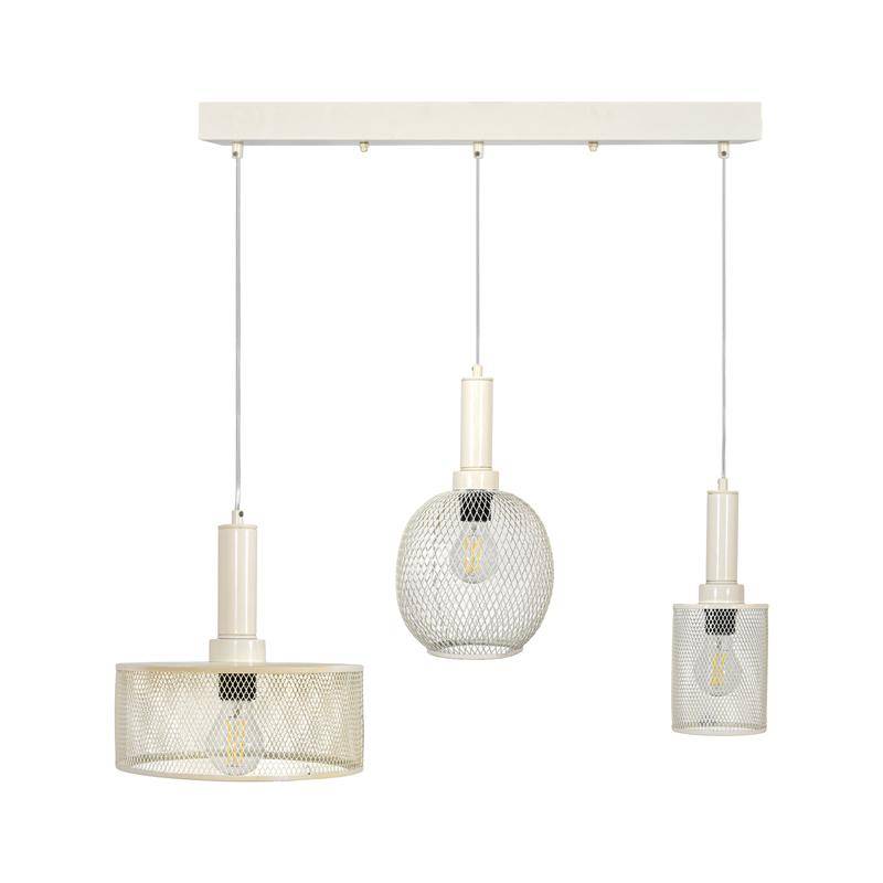 ΤΡΙΦΩΤΟ ΜΕΤΑΛΛΙΚΟ ΦΩΤΙΣΤΙΚΟ ΟΡΟΦΗΣ ΣΕ ΡΑΓΑ Fylliana ΜΕ ΚΑΠΕΛΟ ΠΛΕΓΜΑ ΚΡΕΜ ΧΡΩΜΑ Ε27