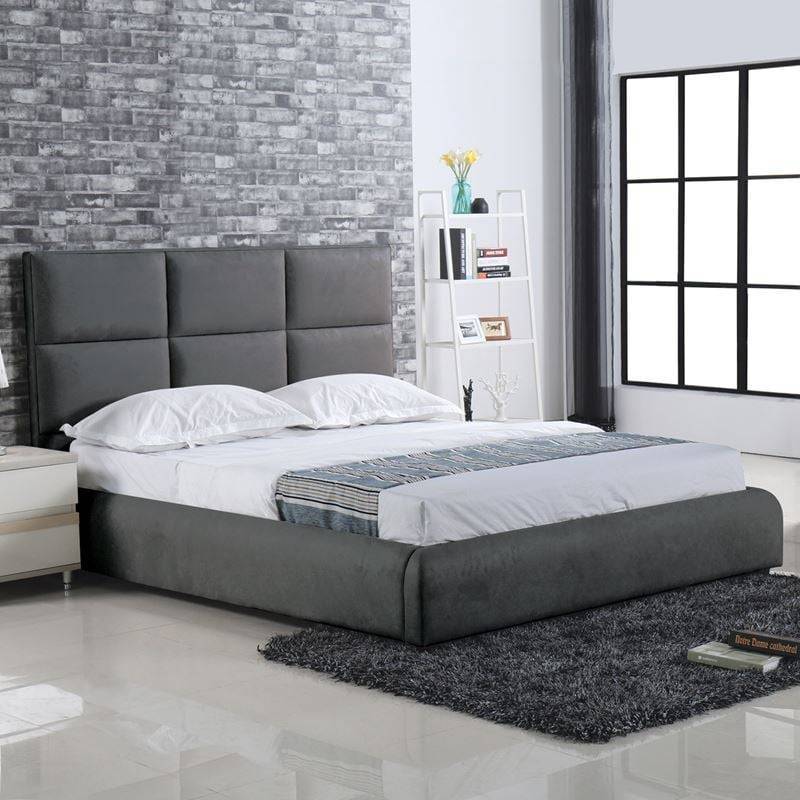 MAXIM Κρεβάτι Διπλό, για Στρώμα 160x200cm, Ύφασμα Σκούρο Γκρι Ε-00020709 Ε8080,3