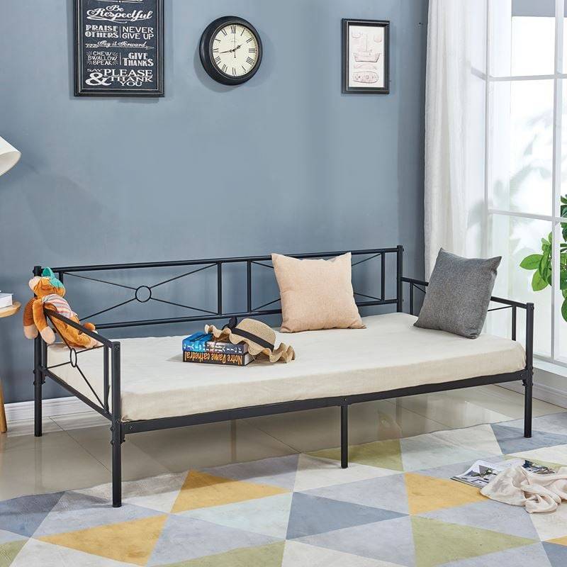 QUEEN Daybed Κρεβάτι Μέταλλο Βαφή Μαύρο Ε-00021539 Ε8019,1