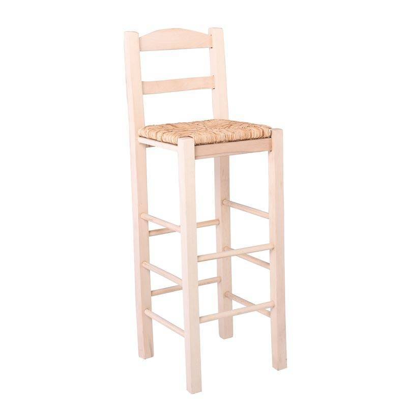 ΣΙΦΝΟΣ Σκαμπό BAR με Πλάτη, Οξιά Άβαφο με Ψάθα Αβίδωτη Ρ-00017347 Ρ980,0