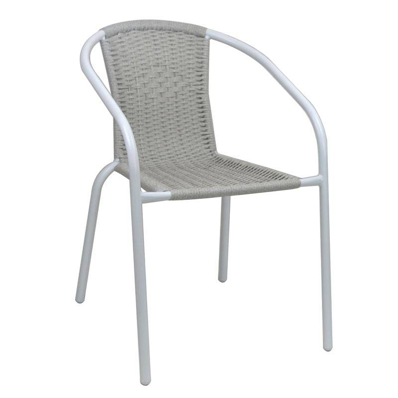 BALENO-W Πολυθρόνα Στοιβαζόμενη, Μέταλλο Βαφή Άσπρο, Wicker Beige Ε-00025913 Ε2401,40