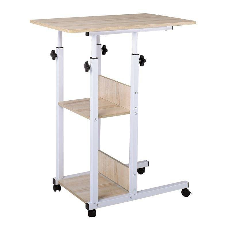 LIFT Βοηθητικό Τραπεζάκι Μέταλλο Βαφή Άσπρο, Melamine Απόχρωση Maple Ε-00022671 ΕΜ48,1