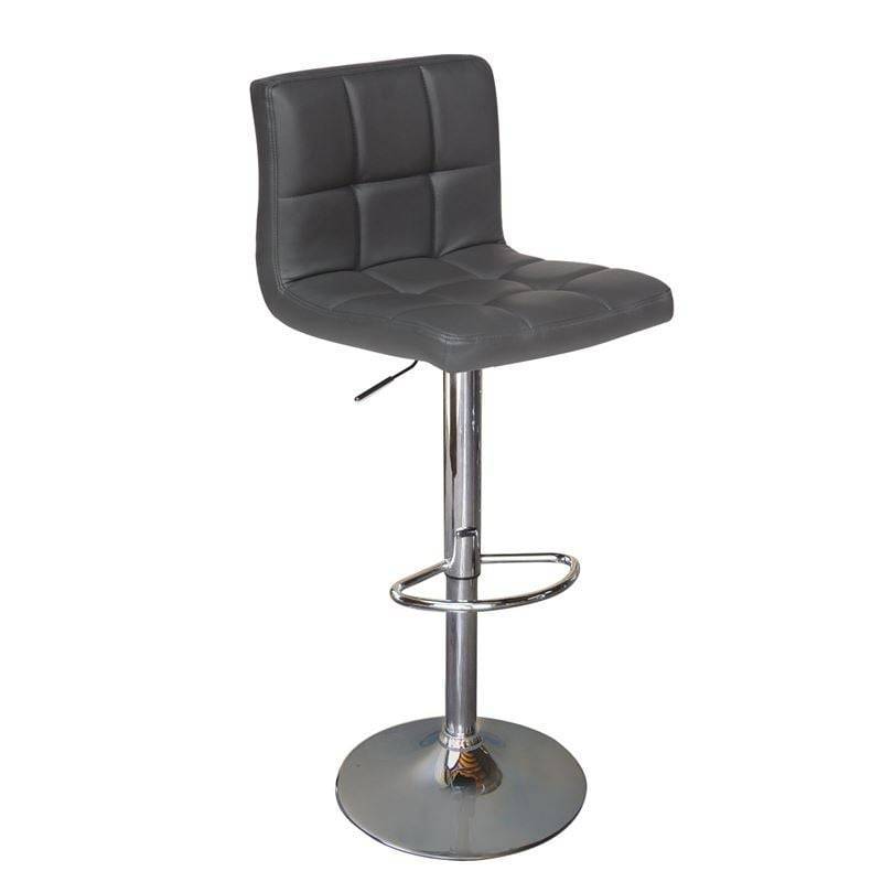 LINO Σκαμπό BAR με Πλάτη, Χρώμιο, PU Γκρι, Ρυθμιζόμενο Ύψος, Περιστρεφόμενο Ε-00017229 ΕΜ412,4