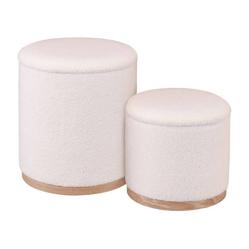 MATIC Set-2 Σκαμπό-Τραπεζάκι με Αποθηκευτικό Χώρο, Teddy Ύφασμα Εκρού Ε-00025929 Ε70401