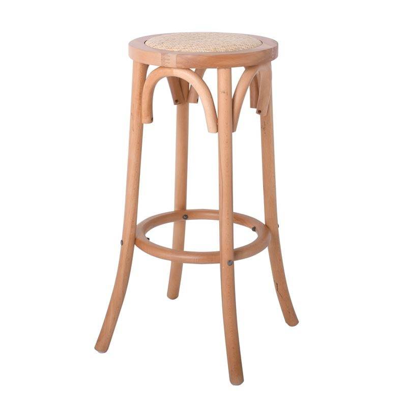 VIENNA Σκαμπό BAR, Ξύλο Οξιά Απόχρωση Φυσικό, Κάθισμα Ψάθα Ε-00022623 Ε7023,3