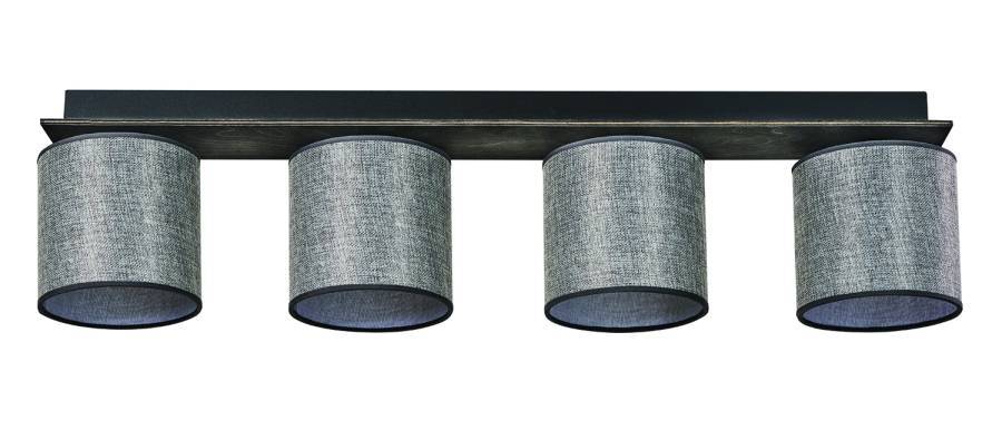 Φωτιστικό Οροφής 4φ Ξύλο/Αμπαζούρ γκρι Ε27