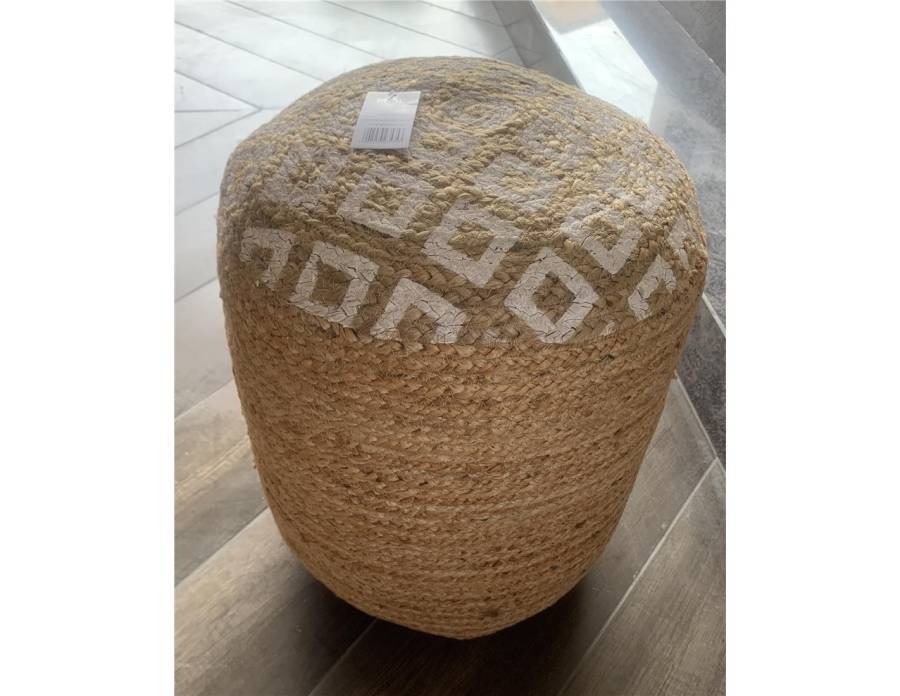 Σκαμπώ γιούτας φυσικό με σχέδιο Φ40Χ40