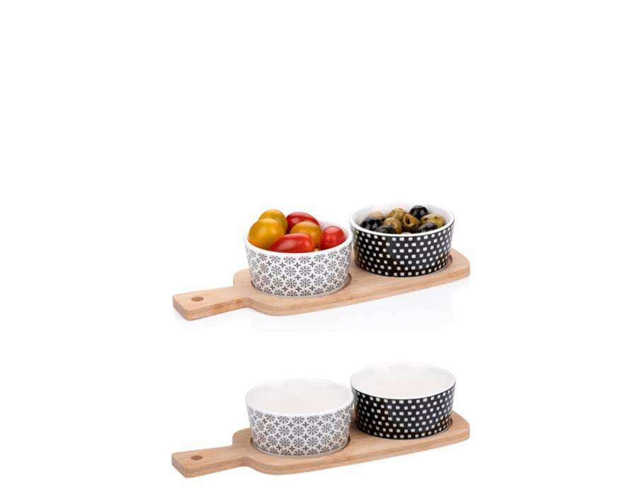Σετ μπωλ σερβ.σε βάση bamboo
