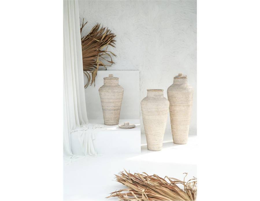 Βάζο δαπέδου Rattan με καπάκι 36x80 cm