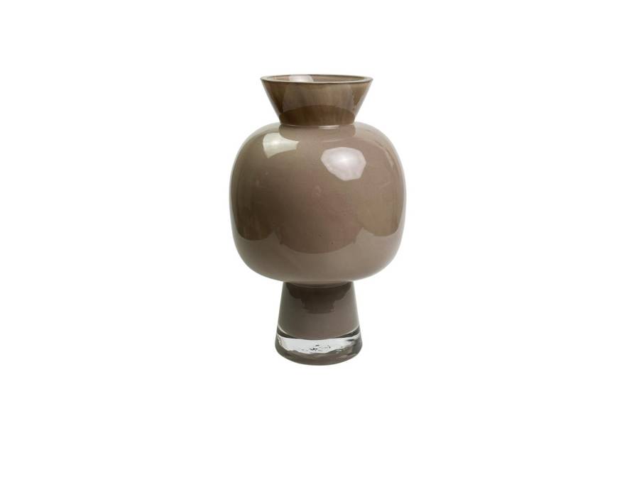 Βάζο γυαλ. γαλακτ.καφέ Φ13,5Η22,5cm