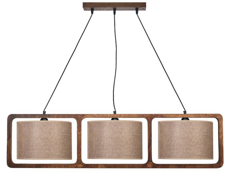 Φωτιστικό Πολύφωτο 3φ Ξύλο/Αμπαζούρ μόκα Ε27