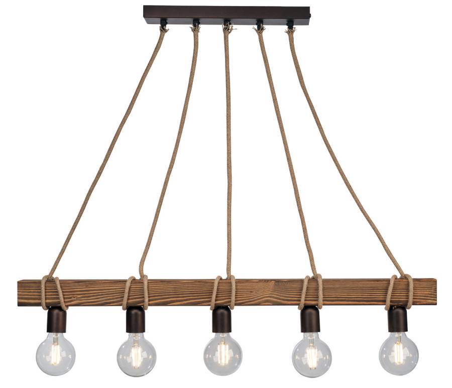 Φωτιστικό Πολύφωτο 5φ Ξύλο/Σχοινί Ε27