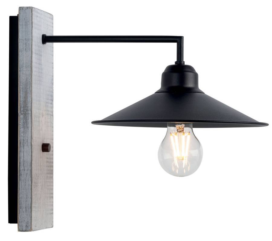 Απλίκα Ξύλο/Μέταλλο μαύρο Ε27