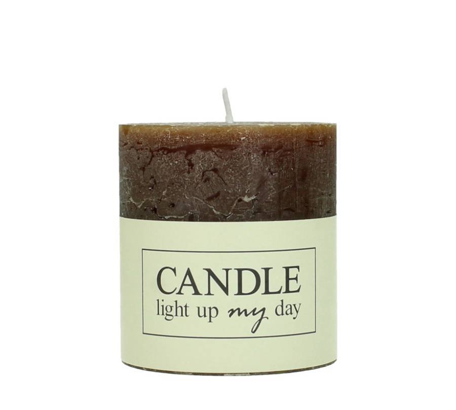 Κερί κορμός σαγρέ καφέ 7x7x7.5cm WER-0730