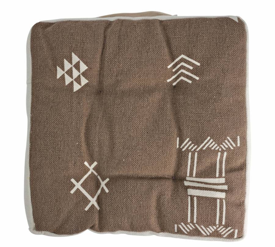 Μαξιλάρι καρέκλας καφέ με εθνικ σχ.,40x40x6cm HE331