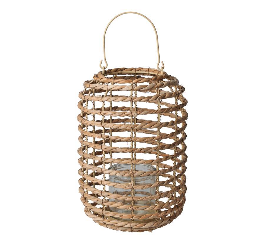 Φανάρι κεριού μεταλ/κο με επένδυση Seagrass, 22x31cm HE351