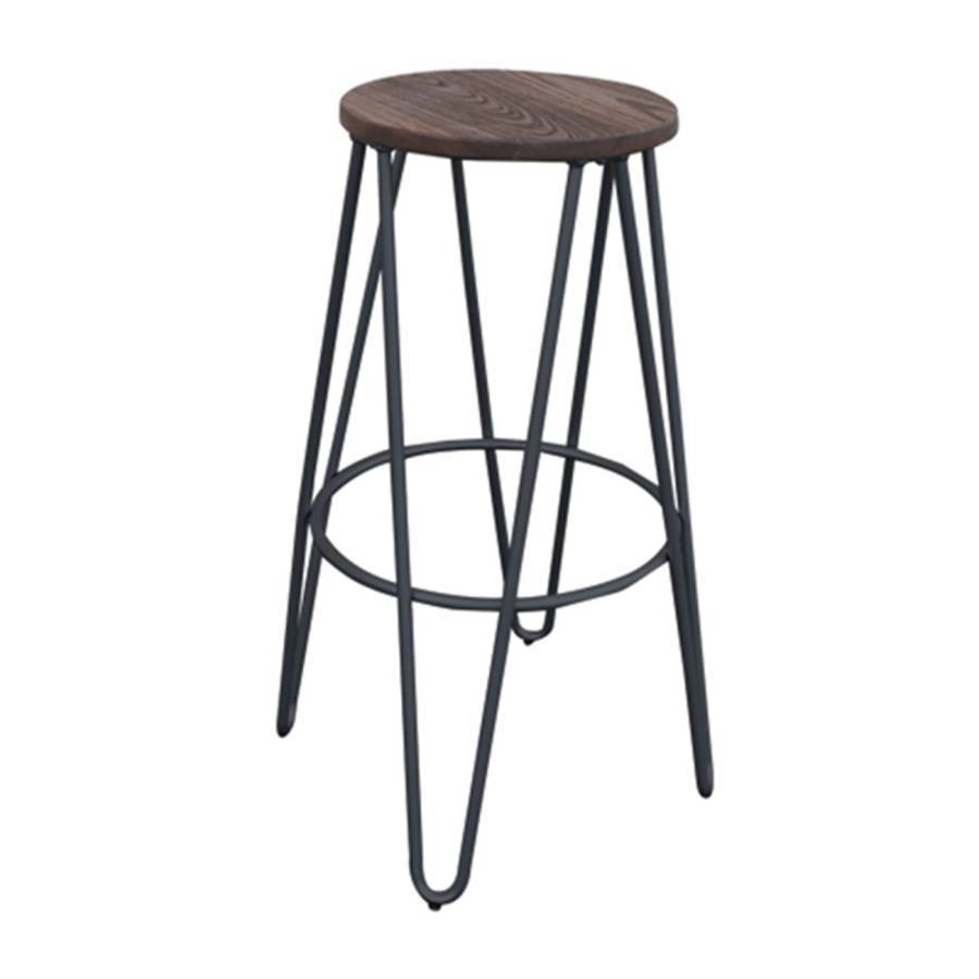 ARCO Wood Σκαμπό Bar, Μέταλλο Βαφή Μαύρο, Ξύλο Απόχρωση Dark Oak Ε-00017179 Ε5207,1