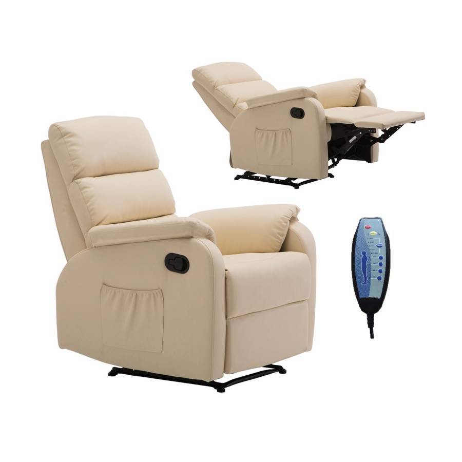 COMFORT Massage Πολυθρόνα Relax, Σαλονιού - Καθιστικού, PU Μπεζ Ε-00019056 Ε9733,1