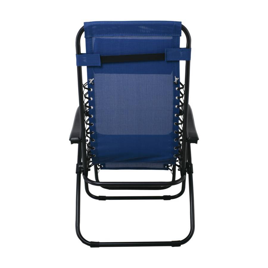 SUPER RELAX Πολυθρόνα με Υποπόδιο, Μέταλλο Βαφή Ανθρακί, Textilene Μπλε Ε-00021646 Ε618,2