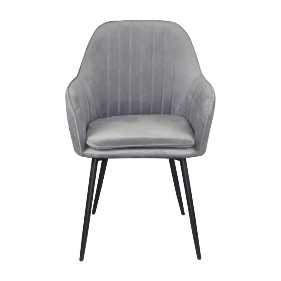 VALERY Πολυθρόνα Μέταλλο Βαφή Μαύρο, Ύφασμα Velure, Απόχρωση Γκρι Ε-00022893 ΕΜ711,2