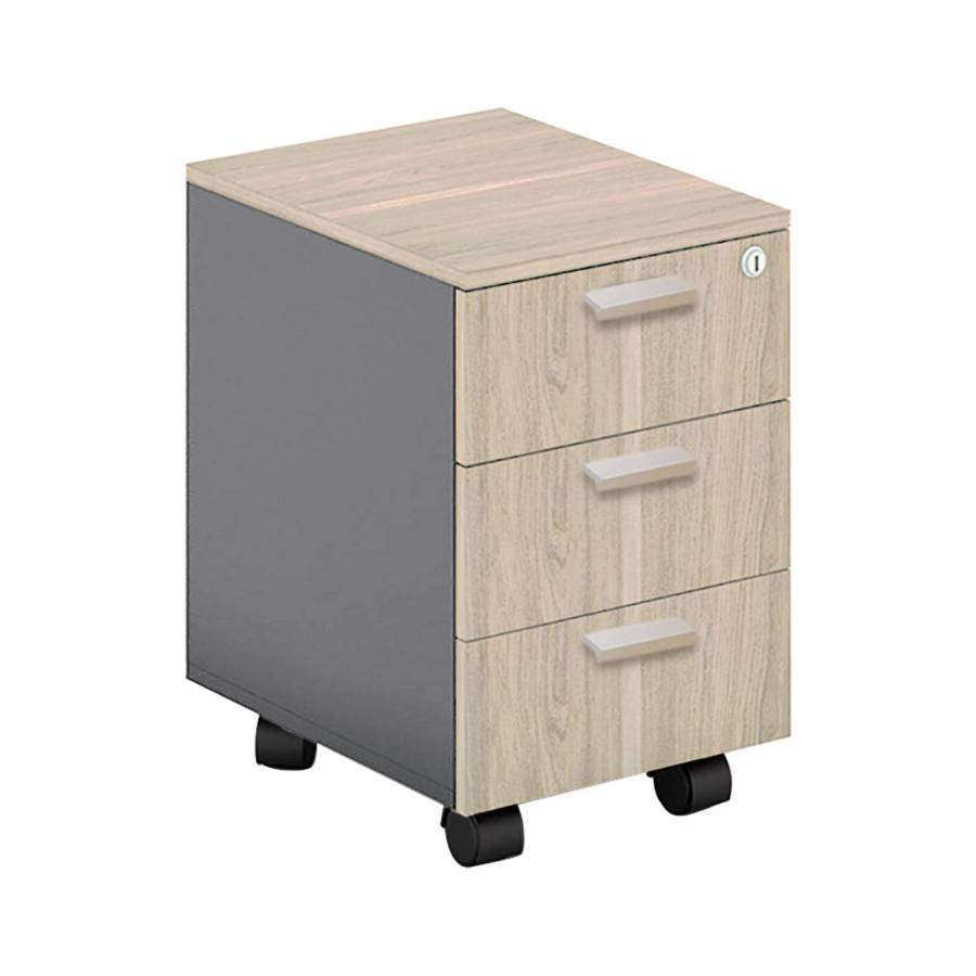PROGRESS Συρταριέρα Τροχήλατη Γραφείου, 3 Συρτάρια, Απόχρωση Elm - Grey Ε-00023678 ΕΟ836