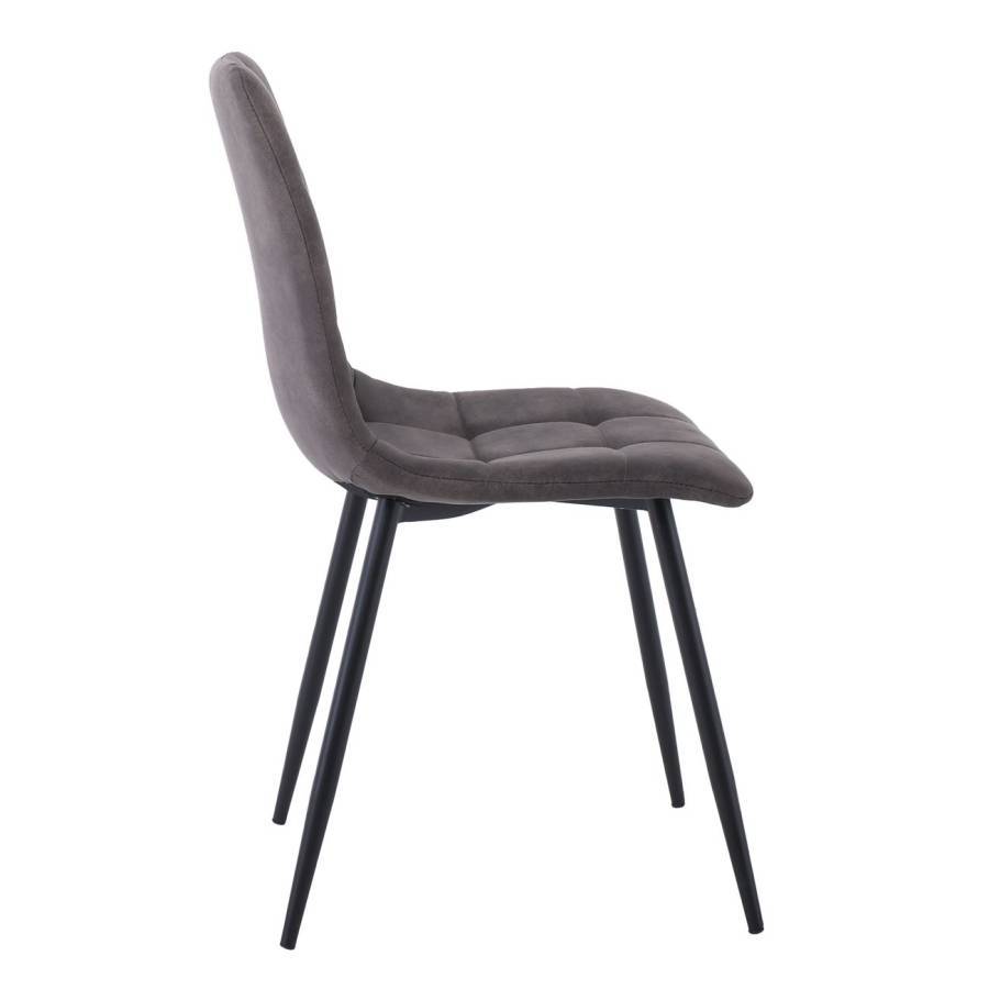 LYDIA Καρέκλα Τραπεζαρίας - Κουζίνας, Μέταλλo Bαφή Μαύρο, Ύφασμα Suede Ανθρακί Ε-00024248 ΕΜ7911,1