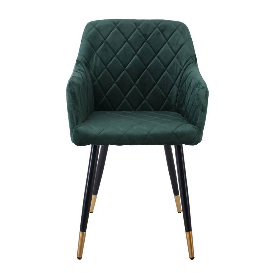 RENA Πολυθρόνα Μέταλλο Βαφή Μαύρο, Ύφασμα Velure, Απόχρωση Forest Green Ε-00024371 ΕΜ785,3