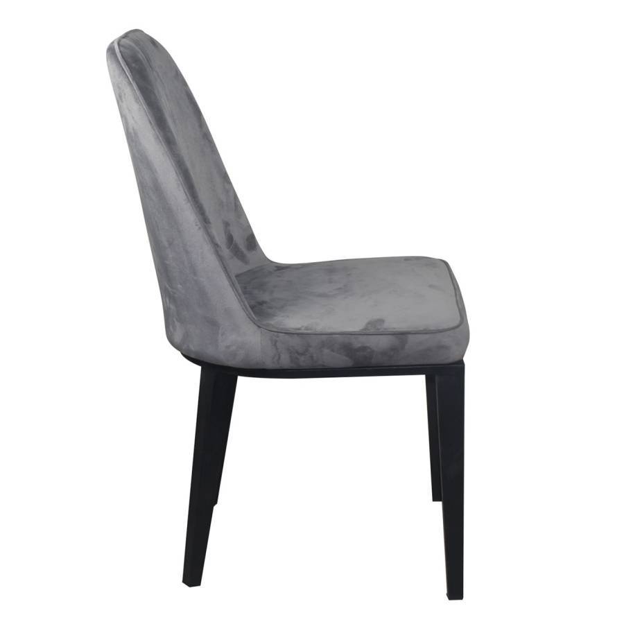 CASTER Καρέκλα Τραπεζαρίας Κουζίνας, Μέταλλο Βαφή Μαύρο Ύφασμα Velure Γκρι Ε-00024458 ΕΜ157,5V