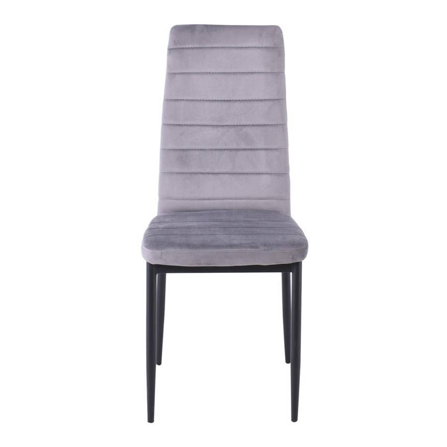 JETTA Καρέκλα Τραπεζαρίας Κουζίνας, Μέταλλο Βαφή Μαύρο Ύφασμα Velure Γκρι (Συσκ.6) Ε-00024460 ΕΜ966Β,86V