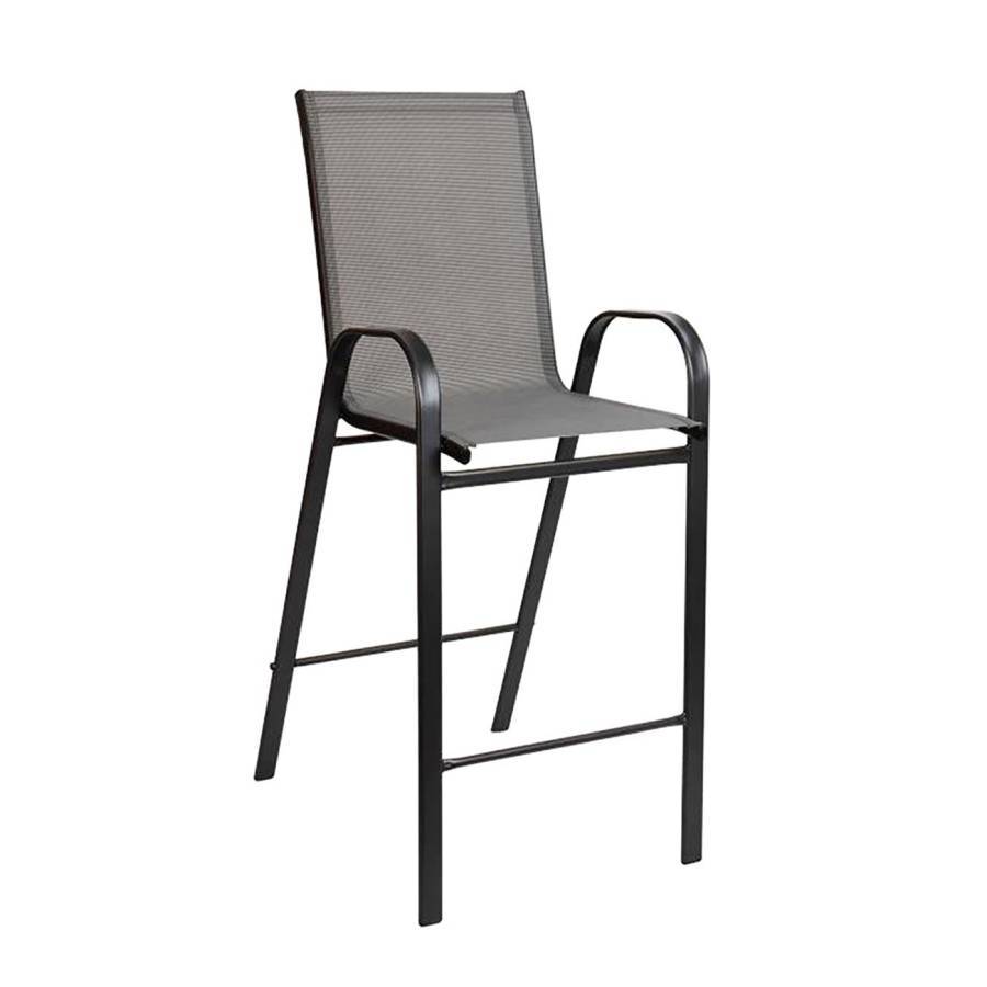 RIO Σκαμπό Bar, Μέταλλο Βαφή Ανθρακί, Textilene Γκρι, Στοιβαζόμενο Ε-00024796 Ε271,5